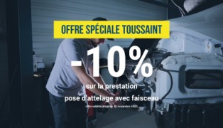 Offre spéciale toussaint  – 10% sur la prestation attelage + pose + faisceau