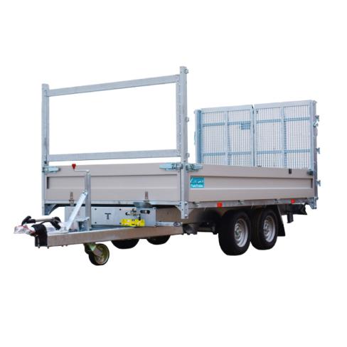 Remorque twin multifonctionnelle Benne et plateau basculant 2 Essieux de 1800 KG 352x192 - PTC - 3500 KG - CU 2400KG - roues 195/60R12