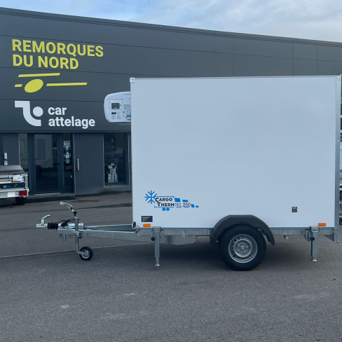 REMORQUE FRIGO BW type TFI250.00 - 1 ESSIEU - 250X125X180 - 2 portes AR - 6 rails de fixation - générateur GOVI ARKTIK 1600N - tôle striée alu - 4 béquilles - PTC:1300kg  (2024)