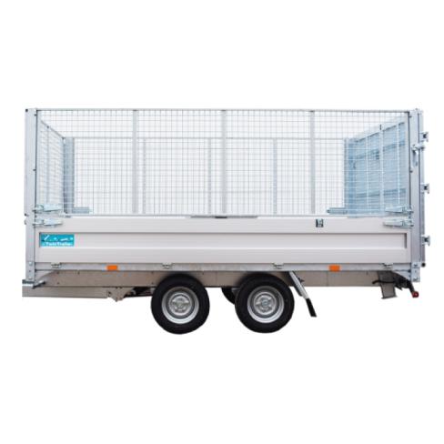 Remorque multifonctionnelle Benne et plateau basculant -2 Essieux de 1350 KG- 309x183 - PTC - 2700 KG - CU 1840 KG-Roues 195/60R12