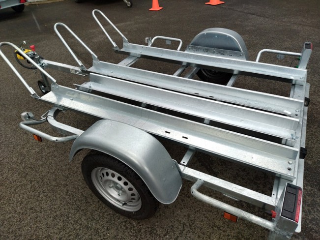 Remorque porte-moto 3 rails 650 kg