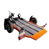 REMORQUE PORTE-MOTO   TYPE: DUO ABAISSANTE ET PLIANTE - NOIR - roue 185 R14C- avec 2 Blocs Roue- PTC: 1350KG CU950 KG  Dim utiles : 2580x1600 - empattement moto : <= mm