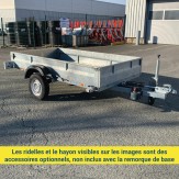 REMORQUE  ABAISSANTE HYDRAULIQUE  - roue 15580R13- PTC:750KG CU460 KG  Dim utiles : 2700x1800 - PENTE DE 3 A 5°