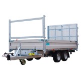 Remorque multifonctionnelle Benne et plateau basculant -2 Essieux de 1350 KG- 309x183 - PTC - 2700 KG - CU 1840 KG-Roues 195/60R12